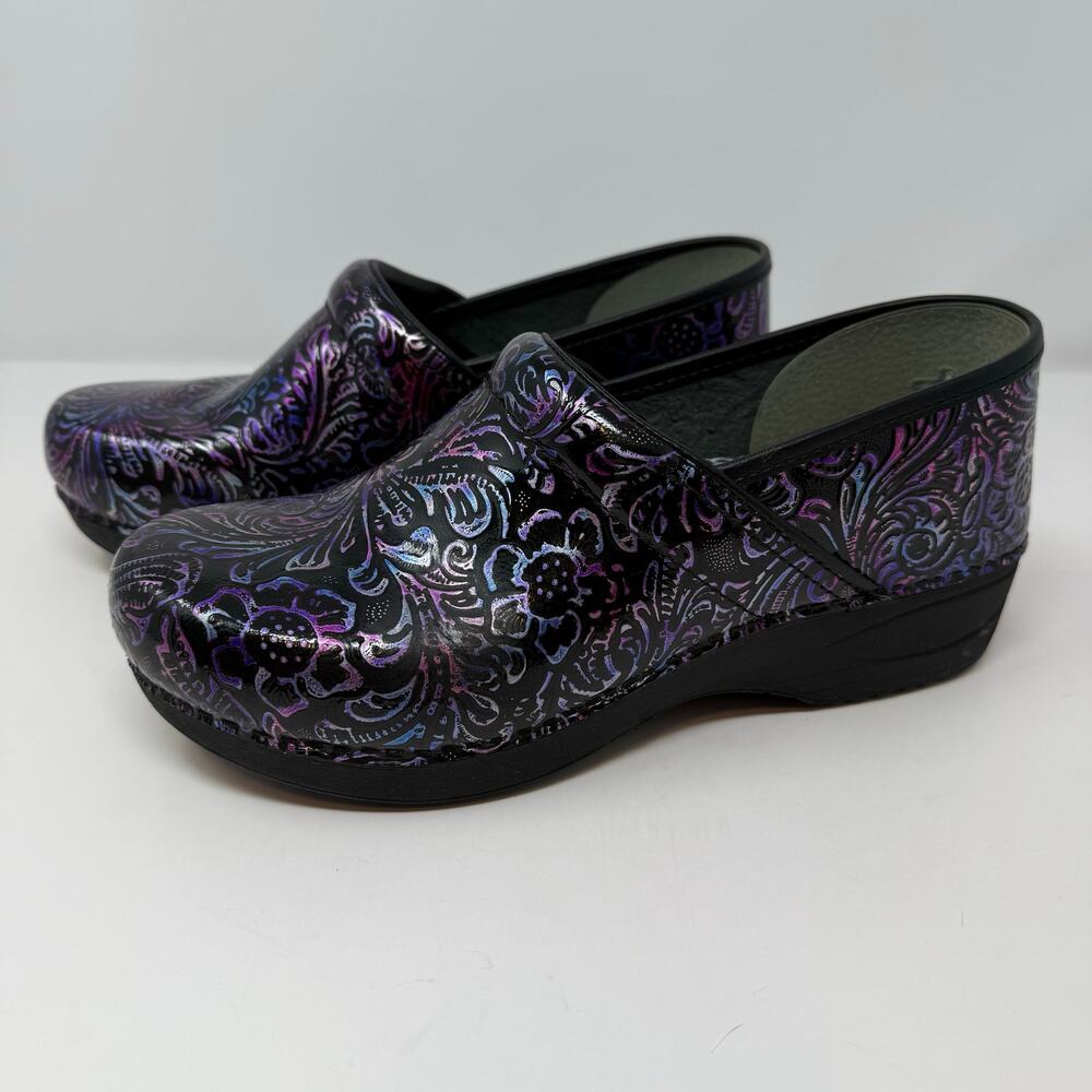 Dansko XP 2.0 Professional Nursing Shoes Women's 41 Black Multi Color Floral EUC - Picture 7 of 15